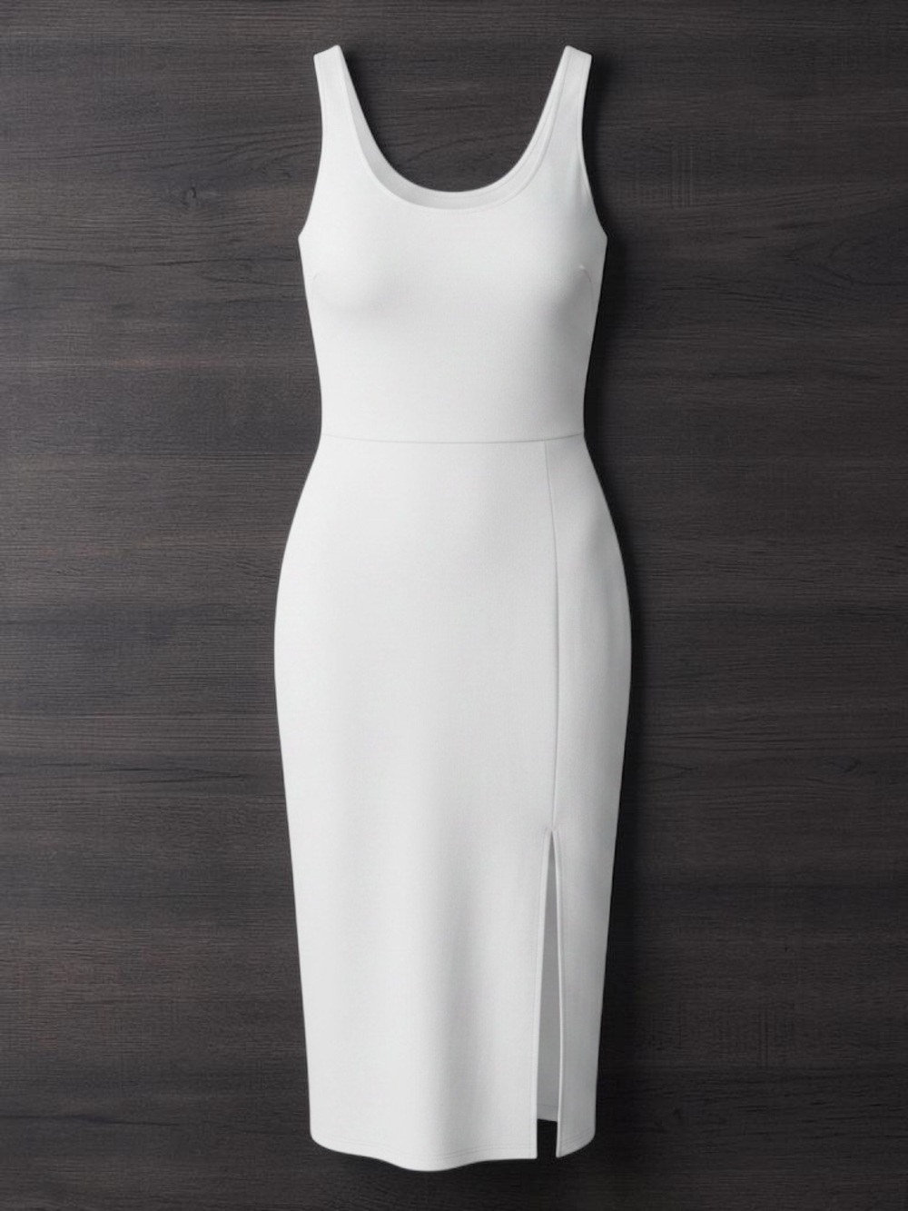 Leith White Sleeveless Midi Sheath Dress with Side Slit